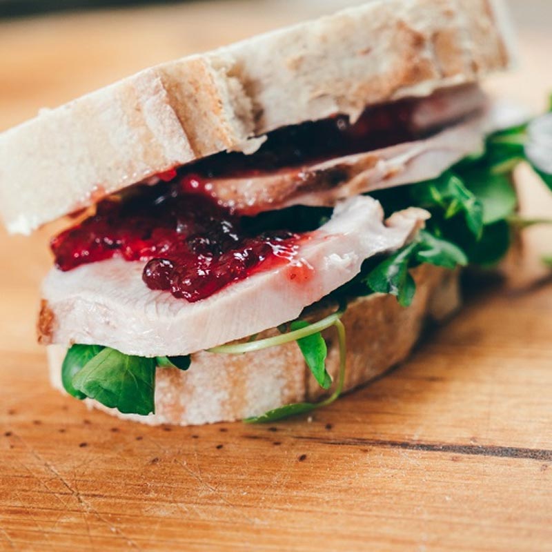 Turkey and cranberry club sandwich